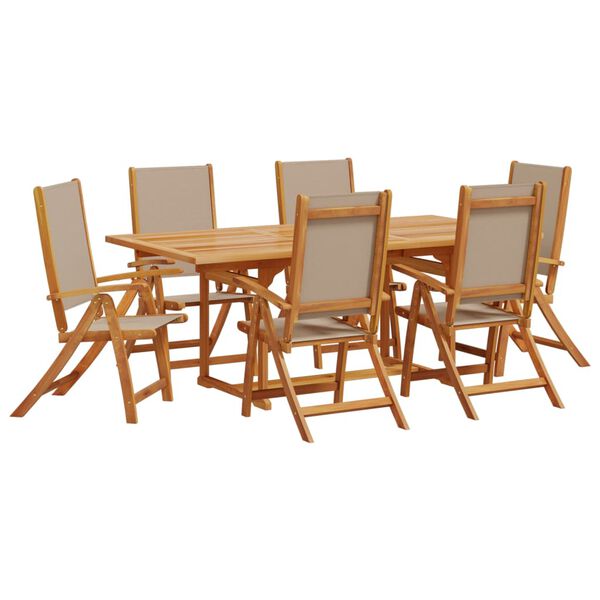 vidaXL Set Pranzo da Giardino 7pz Legno Massello di Acacia e Textilene