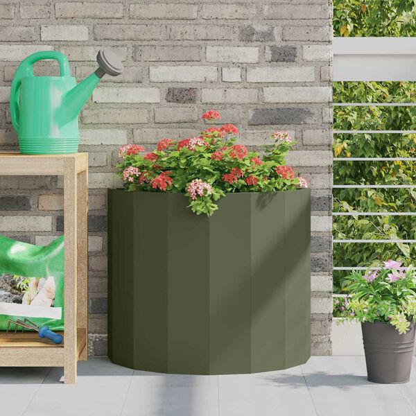vidaXL Fioriera Verde oliva 60 x 30 x 50 cm Acciaio