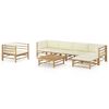 vidaXL Set Divani da Giardino 7 pz con Cuscini Bianco Crema in Bamb&ugrave;