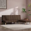 vidaXL Divano Letto a 2 Posti con Pouf Marrone in Tessuto