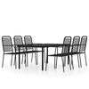 vidaXL Set Mobili da Pranzo per Giardino 7 pz Nero