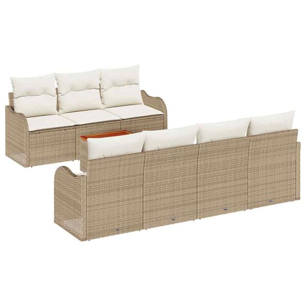 vidaXL Set Divano da Giardino con cuscino 8 pcs Beige polyrattan