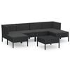vidaXL Set Divani da Giardino 7 pz con Cuscini in Polyrattan Nero