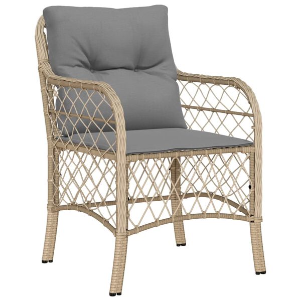 vidaXL Set Pranzo da Giardino 5 pz con Cuscini Beige Misto Polyrattan