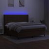 vidaXL Letto a Molle Materasso e LED Marrone Scuro 160x200 cm Tessuto