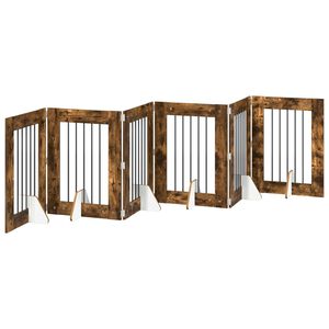 vidaXL Cancello per cani pieghevole con supporti 6 pz Rovere Fumo