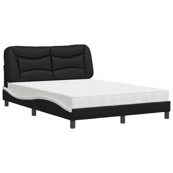 vidaXL Letto con Materasso Hvar Nero e Bianco 140x190 cm in Similpelle