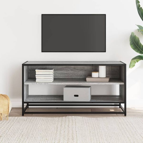 vidaXL Mobile TV Grigio Sonoma 91x40x46 cm Legno Multistrato e Metallo