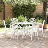 vidaXL Set da Pranzo per Giardino 7 pcs Bianco Alluminio