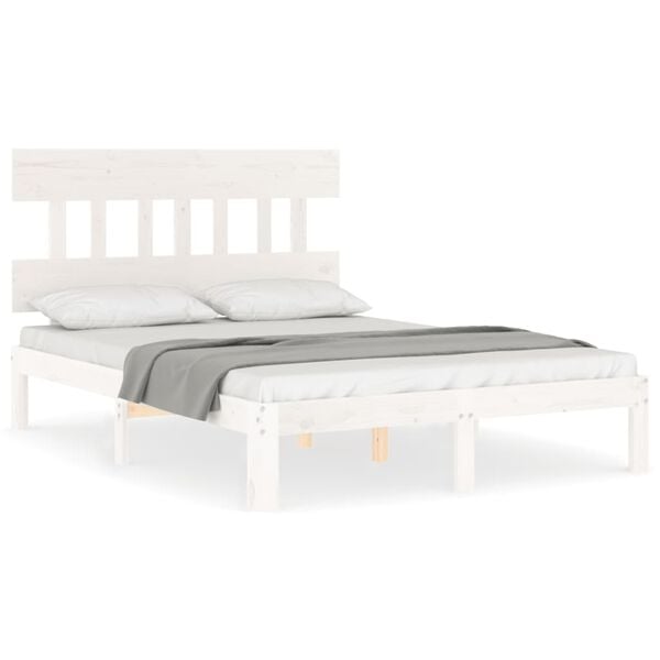 vidaXL Letto senza Materasso Bianco 140x190 cm Legno Massello di Pino