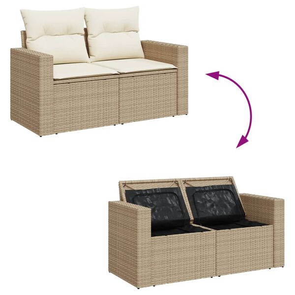 vidaXL Set Divani da Giardino 12 pz con Cuscini Beige in Polyrattan
