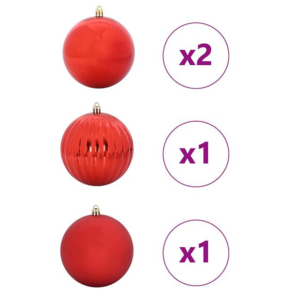 vidaXL Set di Palle di Natale 4 pcs Rosso Plastica
