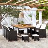 vidaXL Set da Pranzo da Giardino 11 pz con Cuscini in Polyrattan Nero