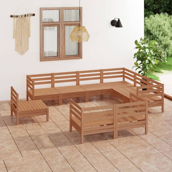 vidaXL Set Salotto da Giardino 9 pz in Legno Massello di Pino Ambra