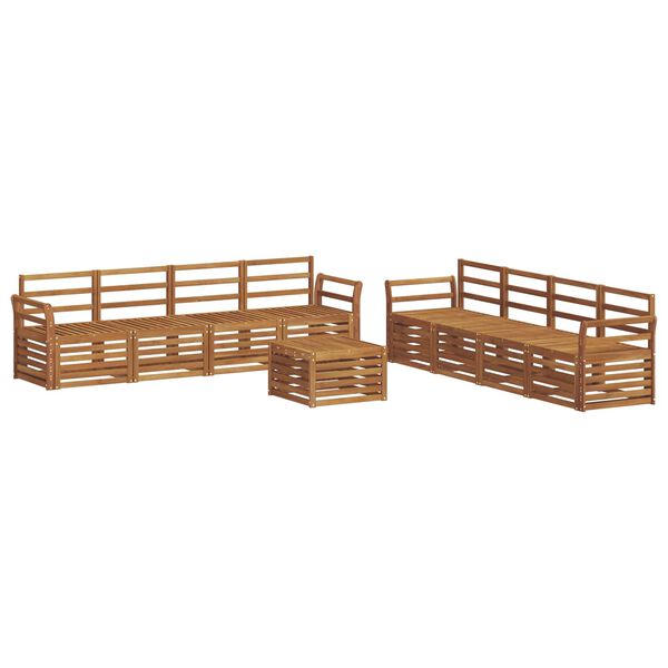 vidaXL Set divani 9 pcs Naturale Legno di Acacia Massello
