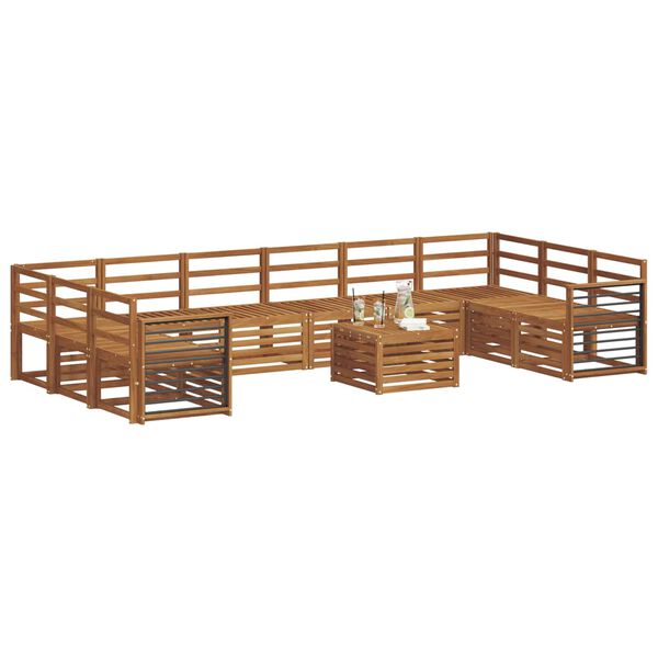 vidaXL Set divani 11 pcs Naturale Legno di Acacia Massello