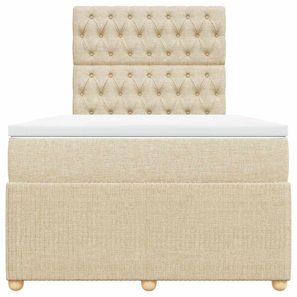 vidaXL Giroletto a Molle con Materasso Crema 120x190 cm in Tessuto