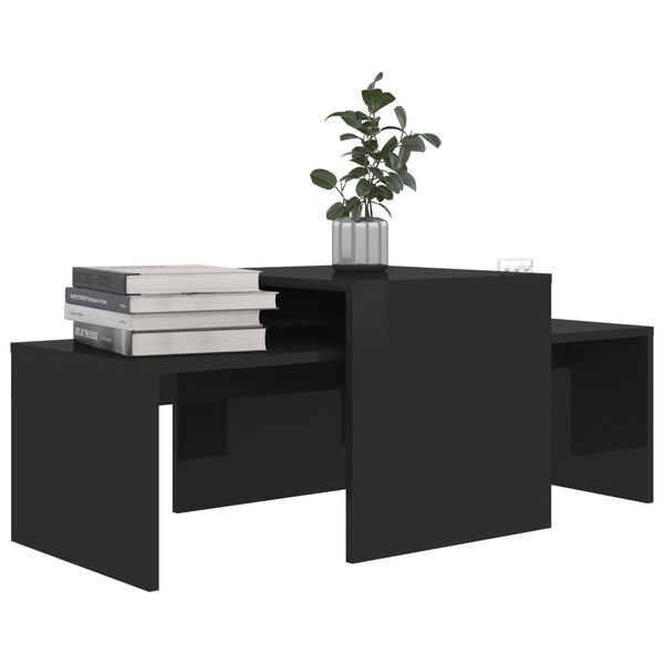 vidaXL Set Tavolini Salotto Nero Lucido 100x48x40 cm Legno Multistrato