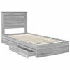 vidaXL Letto con Contenitore con testiera Grigio Sonoma 90 x 200 cm