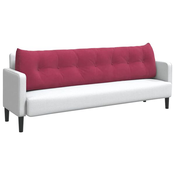 vidaXL Cuscino per Schiena Rosso Vino 200 x 24 x 50 cm Velluto