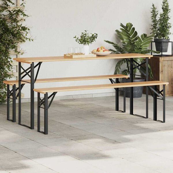 vidaXL Gamba per Tavolo Birra 2 pcs Nero 39 x 3 x 75 cm