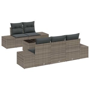 vidaXL Set Divano da Giardino con cuscino 6 pcs Grigio polyrattan