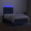 vidaXL Letto a Molle con Materasso e LED Blu 120x190 cm in Tessuto