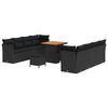 vidaXL Set Divano da Giardino 11 pz Nero polyrattan