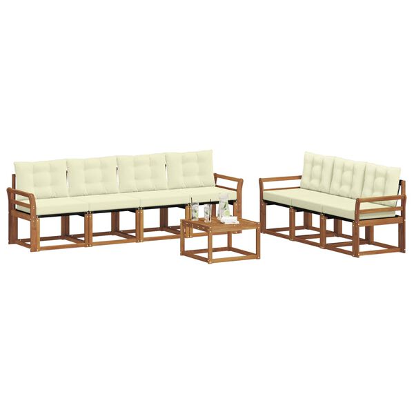 vidaXL Set di divani da esterno con cuscino 8 pcs Naturale e Crema