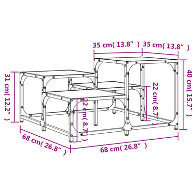 vidaXL Tavolino da Salotto Rovere Marrone 68x68x40cm Legno Multistrato