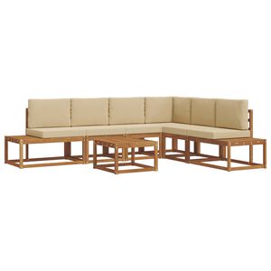vidaXL Set di divani da esterno con cuscino 7 Pezzo Naturale e Beige
