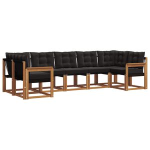 vidaXL Set di divani da esterno con cuscino 7 pcs Naturale e Nero