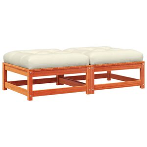 vidaXL Poggiapiedi Giardino con Cuscini 2pz Marrone Cera Massello Pino