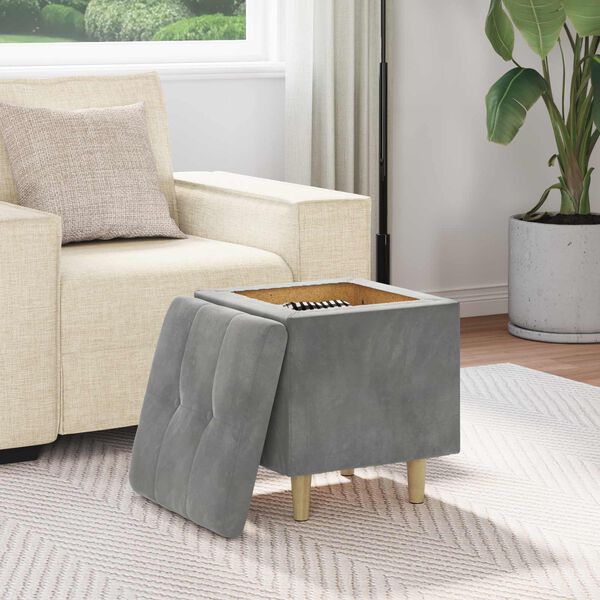 vidaXL Pouf contenitore Grigio scuro 40 x 40 x 45 cm Velluto