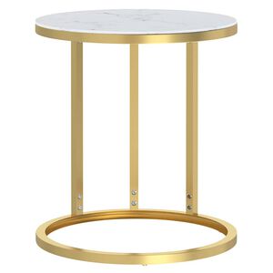 vidaXL Tavolino Oro e Marmo Bianco 45 cm in Vetro Temperato