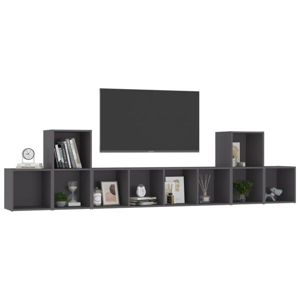 vidaXL Set Mobile TV 5 pz Grigio in Legno Multistrato