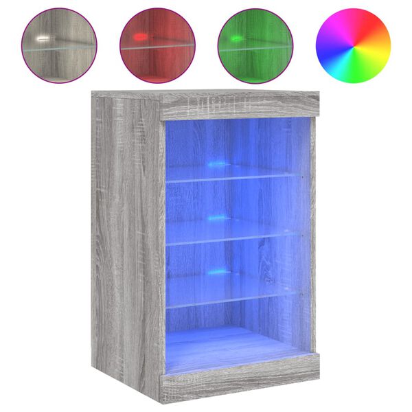 vidaXL Credenza con Luci LED Grigio Sonoma 41x37x67 cm