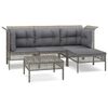 vidaXL Set Divani da Giardino 5 pz con Cuscini in Polyrattan Grigio