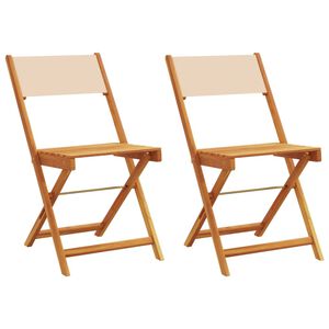 vidaXL Sedie Pieghevoli 2pz Beige in Legno Massello di Acacia
