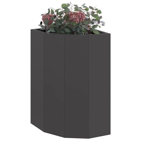 vidaXL Vaso d'angolo Nero 30 x 30 x 50 cm Acciaio