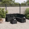 vidaXL Set Divano da Giardino 6 pz con Cuscini Nero in Polyrattan