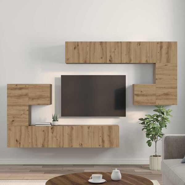 vidaXL Unit&agrave; TV 4 pcs Rovere artigianale Legno multistrato