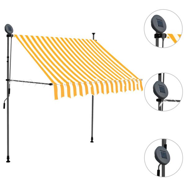 vidaXL Tenda da Sole Retrattile Manuale LED 100 cm Bianca e Arancione