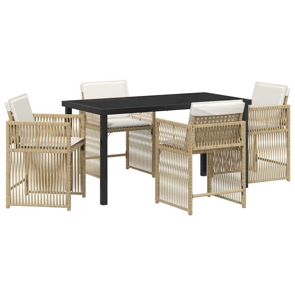 vidaXL Set da Pranzo per Giardino 5 pcs Beige polyrattan