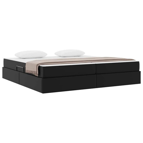vidaXL Letto con contenitore e materasso 2 pcs Nero Pelle