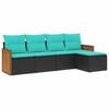vidaXL Set Divani da Giardino 5 pz con Cuscini Nero in Polyrattan