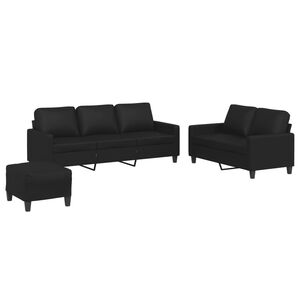 vidaXL Set di Divani 3 pz con Cuscini Nero in Similpelle