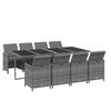 vidaXL Set Pranzo da Giardino 9 pz con Cuscini in Polyrattan Grigio