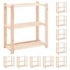 vidaXL Scaffali a 3 Livelli 10 pz 80x38x90 cm in Massello Pino 150 kg