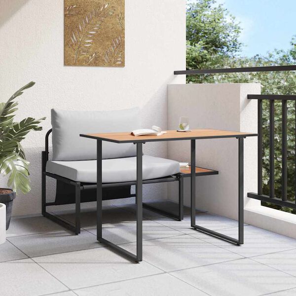 vidaXL Set da Pranzo per Giardino 2 pcs Grigio chiaro Acciaio